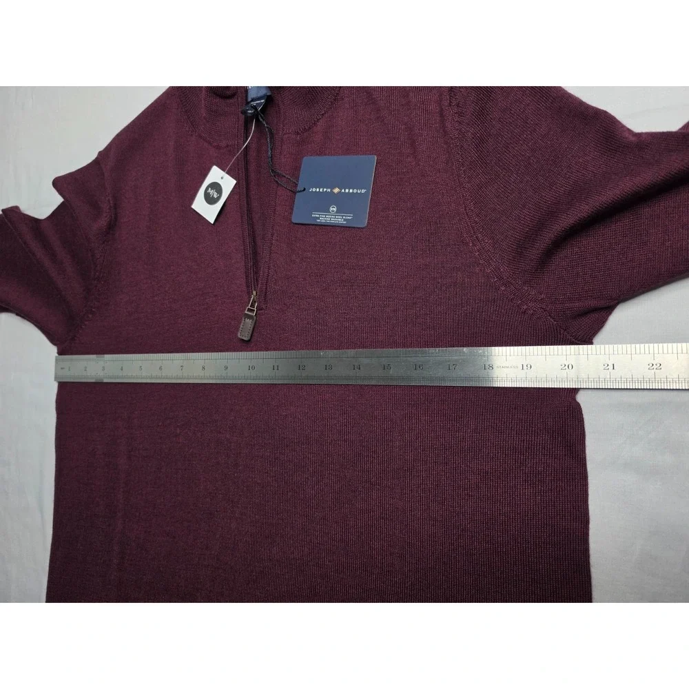 Joseph Abboud Sweater Men's Medium Burgundy Tight Knit Modern Fit Quarter Zip